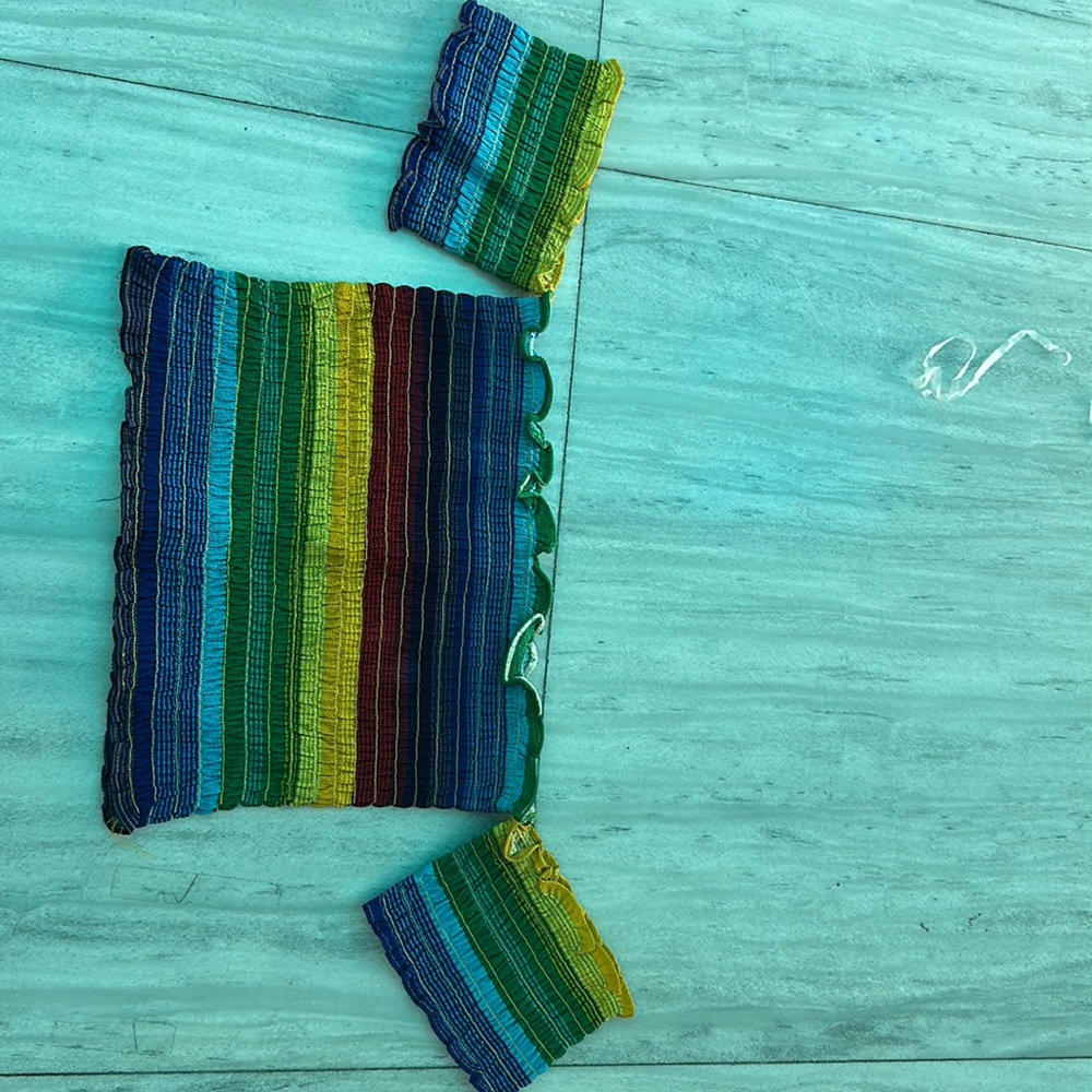 rainbow off the shoulder tube top